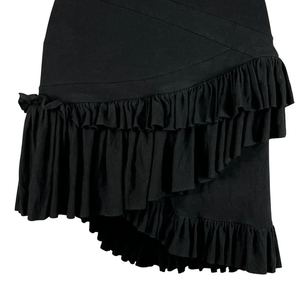 Altuzarra Womens 38/ Large Black Ruffled Asymmetrical Soft Skirt Made In France